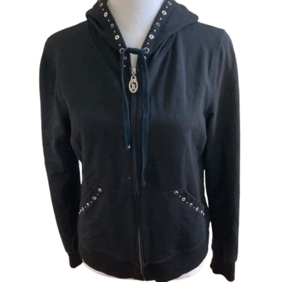 Christine Alexander Tops - Christine Alexander Black Hoodie with Swarovski Crystals Full Zip, sz. Medium